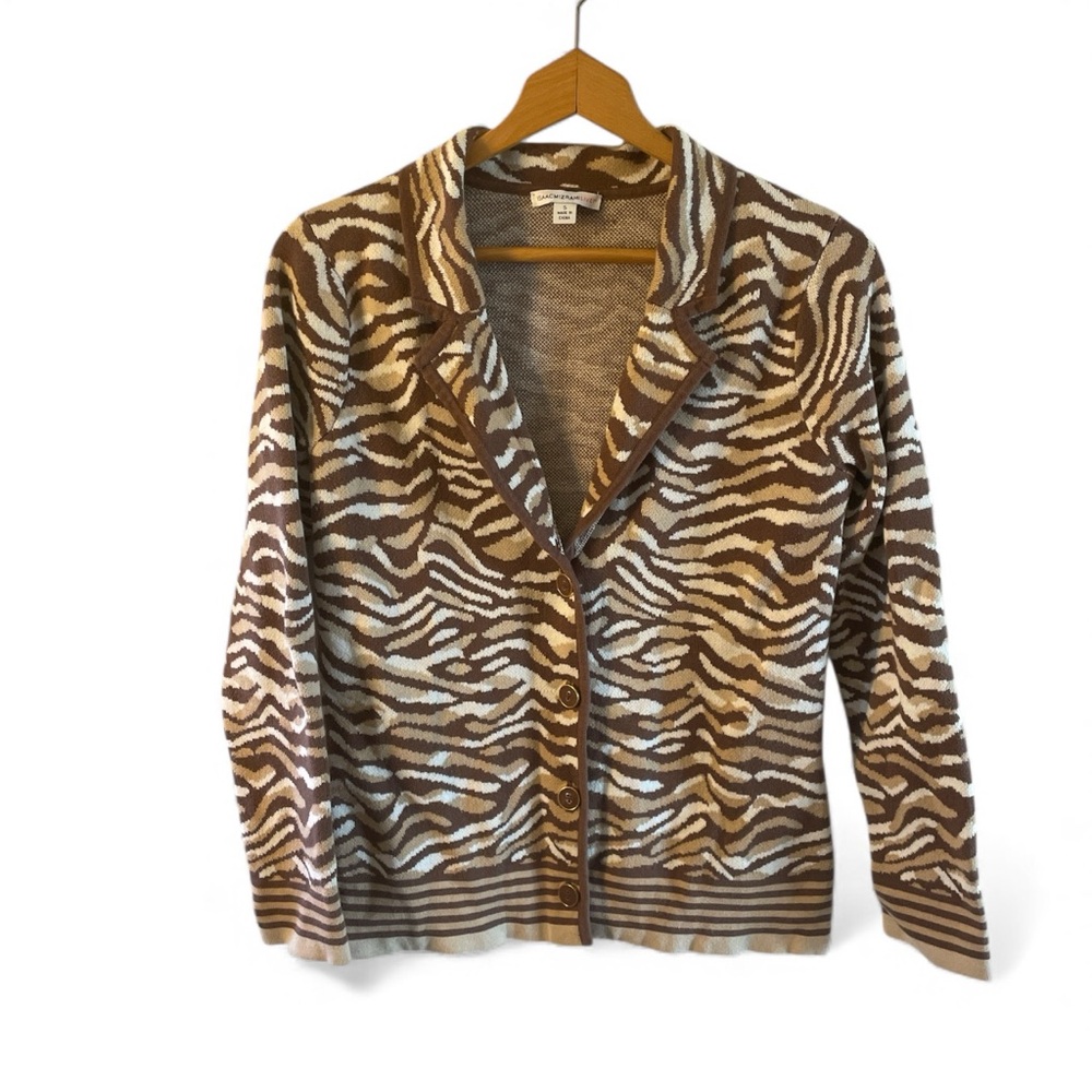 F6- Brown Zebra Print Women's Sweater Womens Small